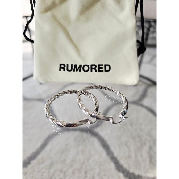 Rumored Silver Rope Hoop Earrings New - Picture 2 of 4